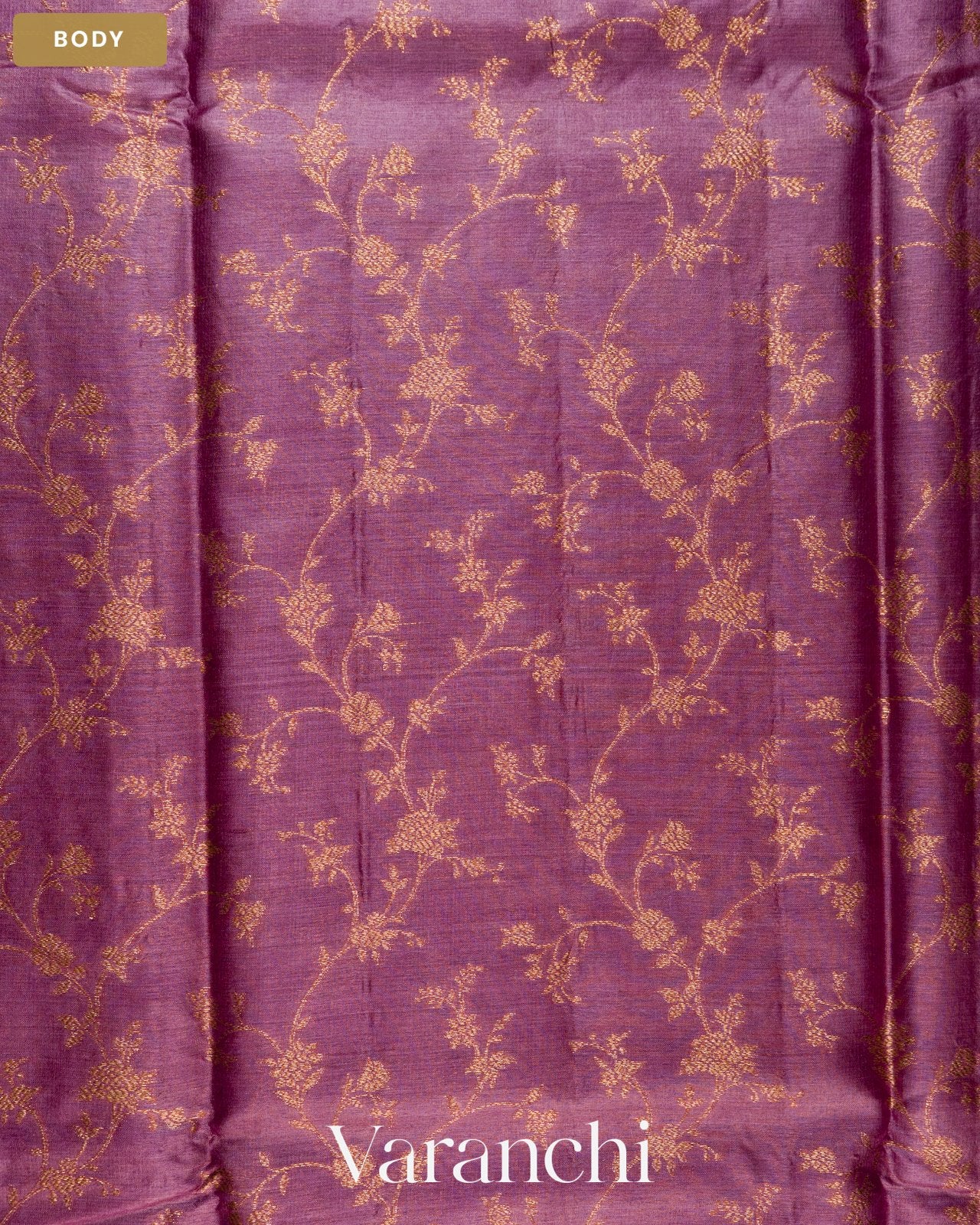 Mauve Floral Jaal Pure Tussar Silk Saree — Body