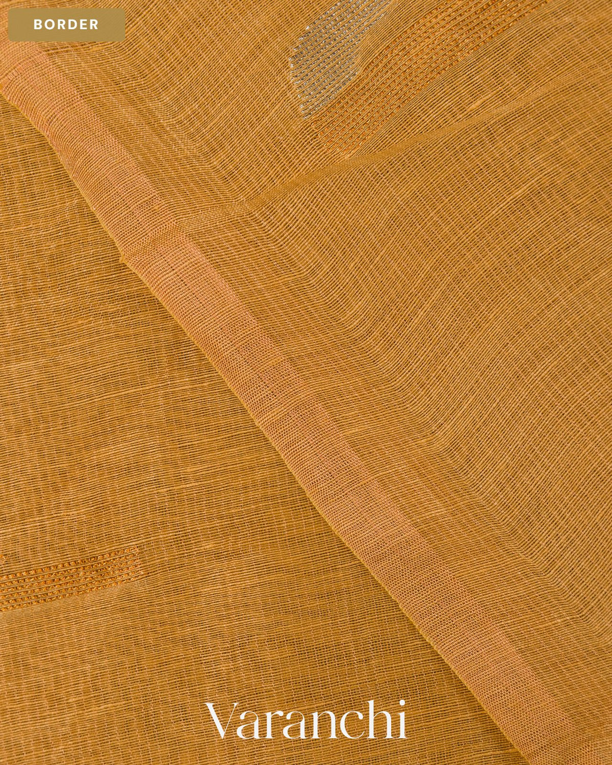 Antique Gold Jamdani Pure Silk Linen Handloom Saree — Border