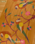 Antique Gold Jamdani Pure Silk Linen Handloom Saree — Pallu