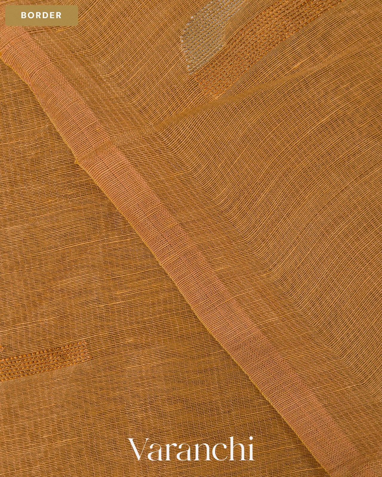 Antique Gold Jamdani Pure Silk Linen Handloom Saree — Border