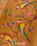 Antique Gold Jamdani Pure Silk Linen Handloom Saree — Pallu