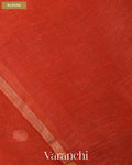 Coral Red Jamdani Pure Silk Linen Handloom Saree — Blouse