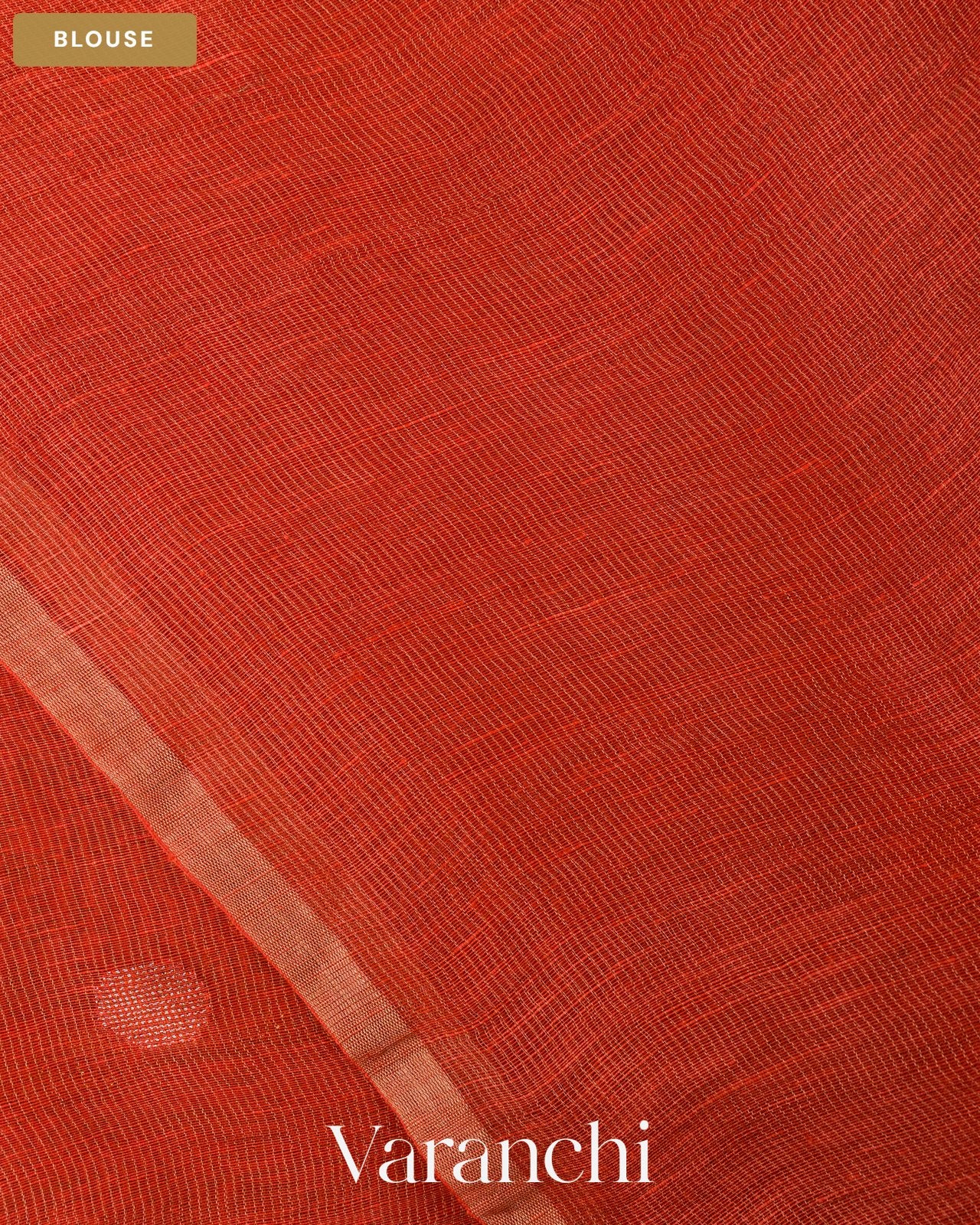 Coral Red Jamdani Pure Silk Linen Handloom Saree — Blouse