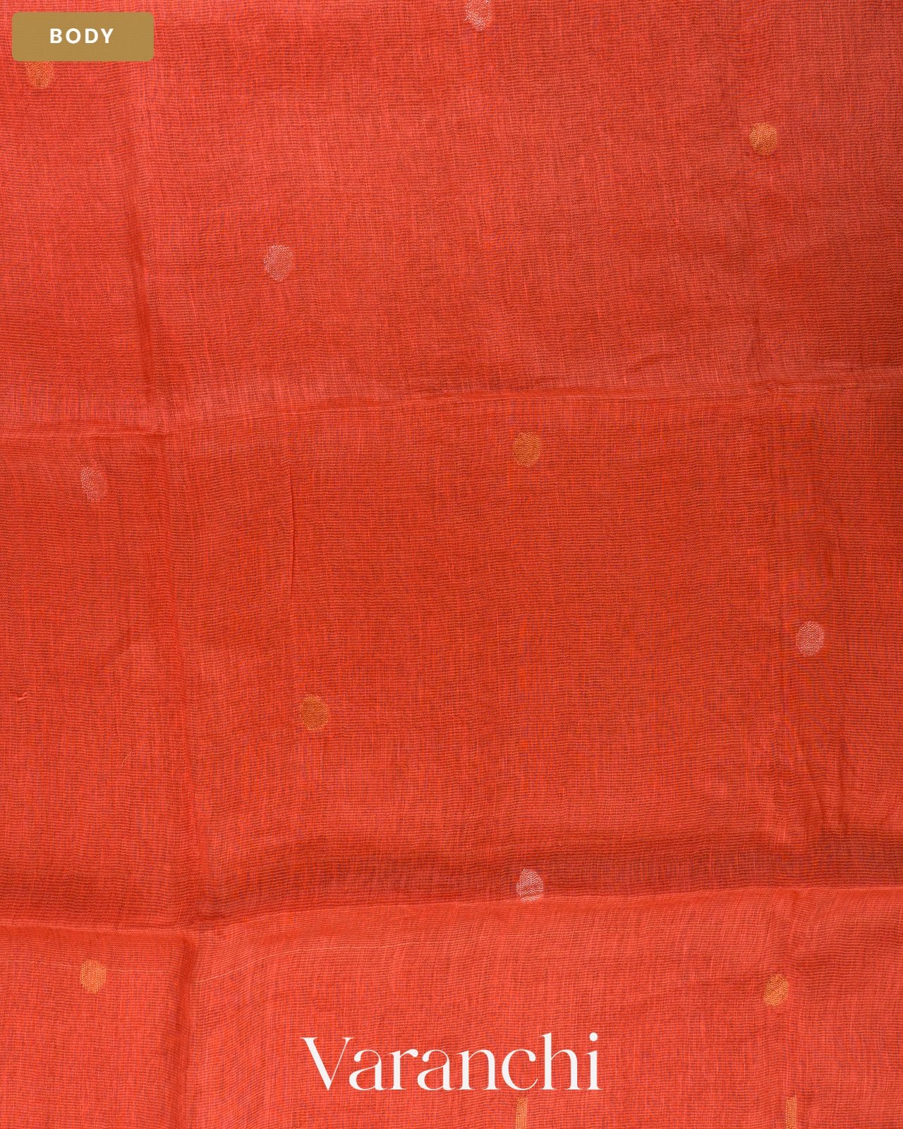 Coral Red Jamdani Pure Silk Linen Handloom Saree — Body