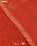 Coral Red Jamdani Pure Silk Linen Handloom Saree — Border