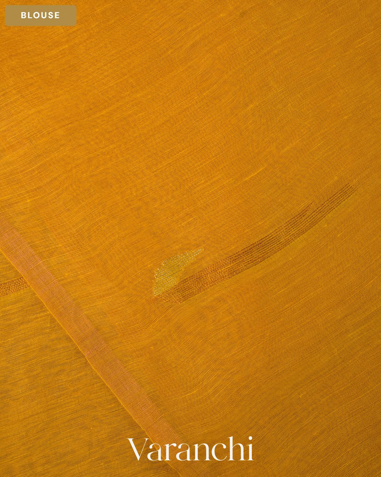Golden Yellow Jamdani Pure Silk Linen Handloom Saree — Blouse
