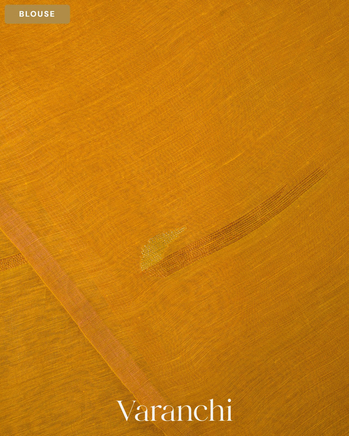 Golden Yellow Jamdani Pure Silk Linen Handloom Saree — Blouse