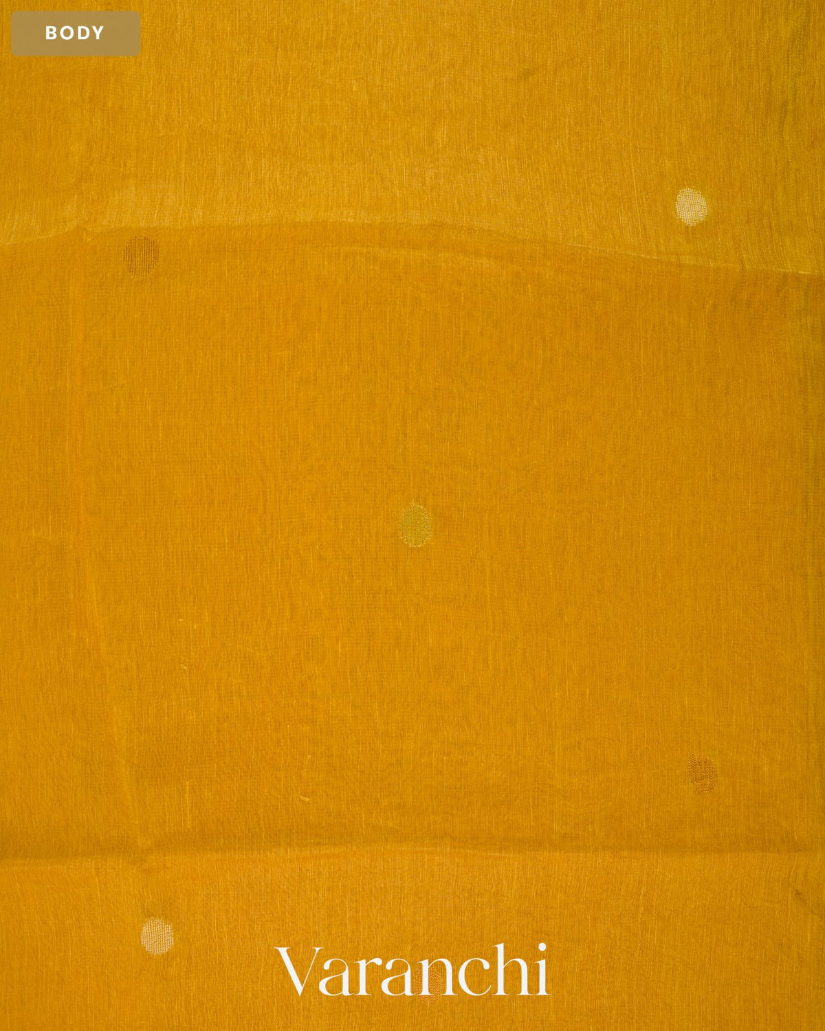 Golden Yellow Jamdani Pure Silk Linen Handloom Saree — Body