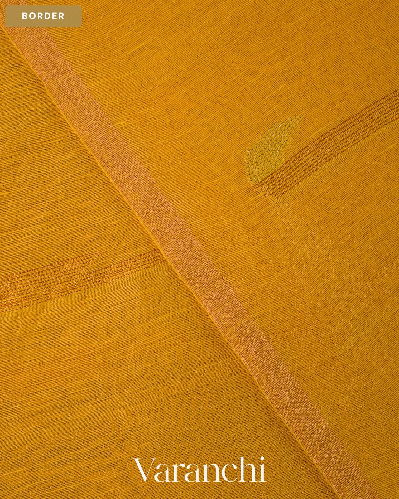 Golden Yellow Jamdani Pure Silk Linen Handloom Saree — Border