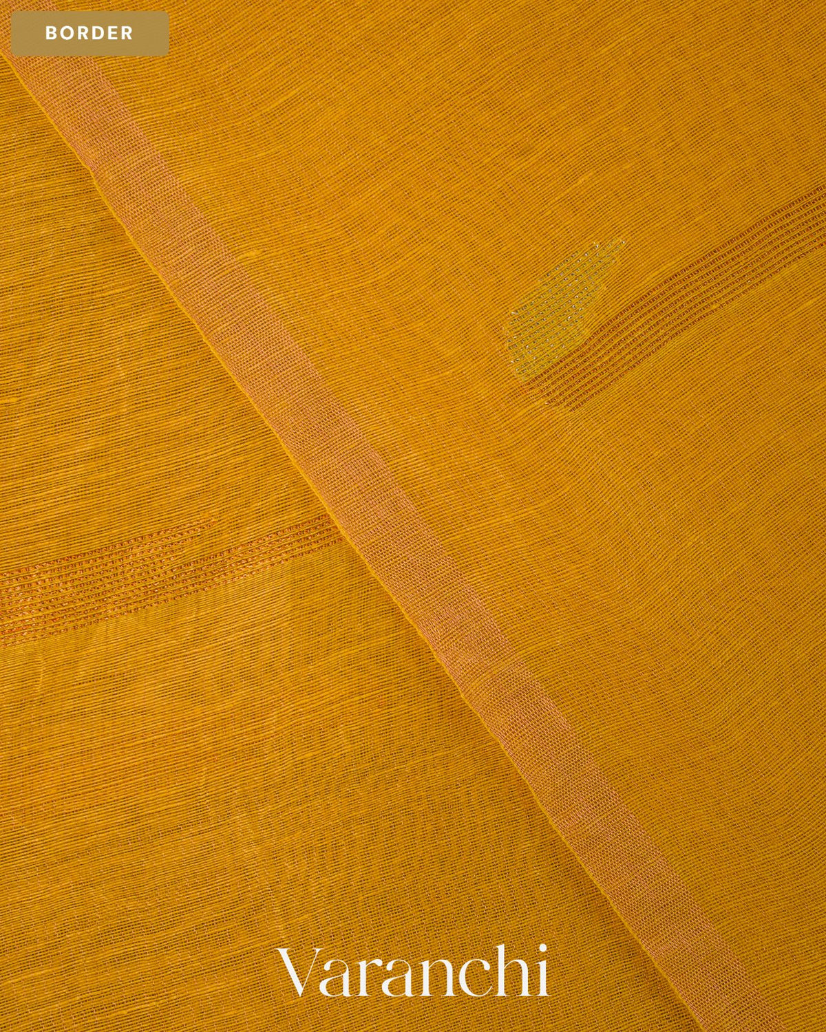 Golden Yellow Jamdani Pure Silk Linen Handloom Saree — Border