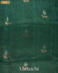Deep Teal Green Jamdani Pure Silk Linen Handloom Saree — Body