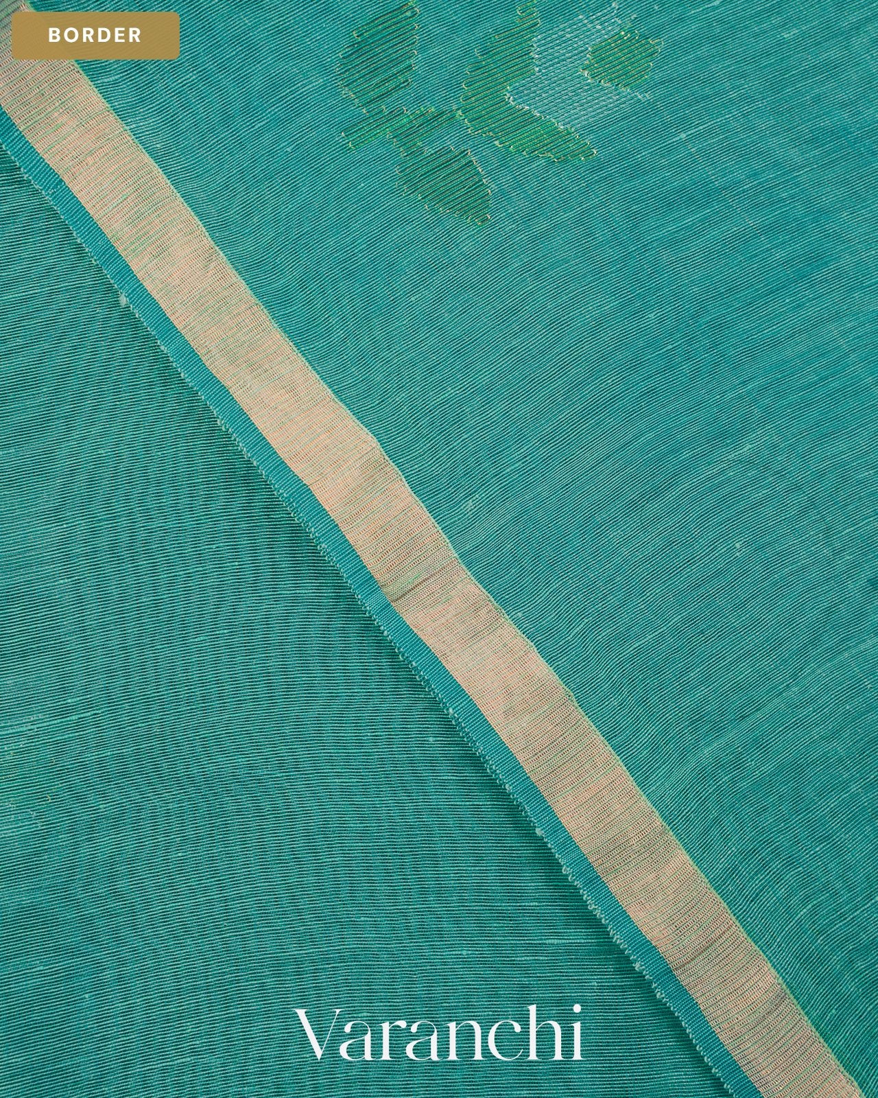 Ocean Deep Blue Jamdani Pure Silk Linen Handloom Saree — Border