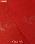 Brick Red Jamdani Pure Silk Linen Handloom Saree — Border