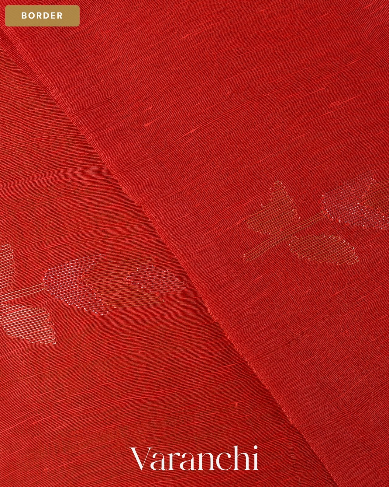 Brick Red Jamdani Pure Silk Linen Handloom Saree — Border