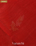 Brick Red Jamdani Pure Silk Linen Handloom Saree — Blouse