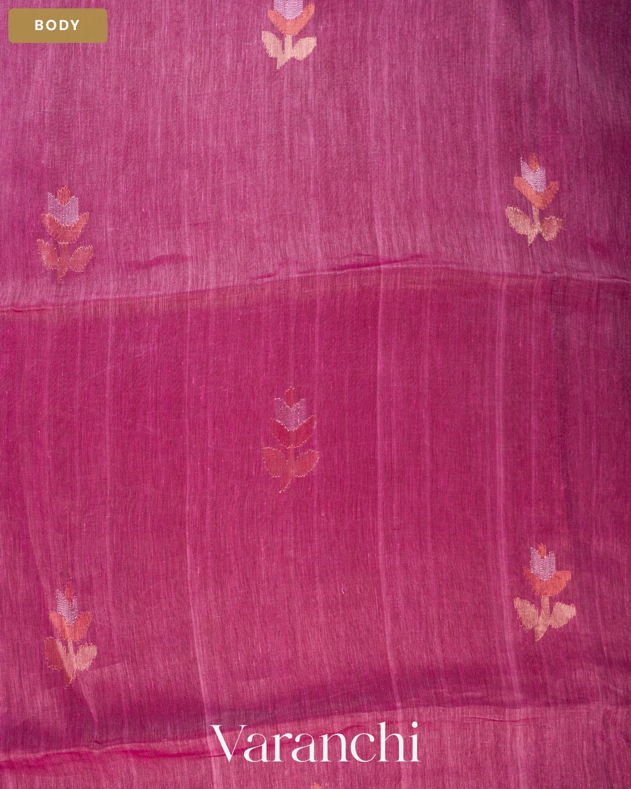 Light Wine Jamdani Pure Silk Linen Handloom Saree — Body