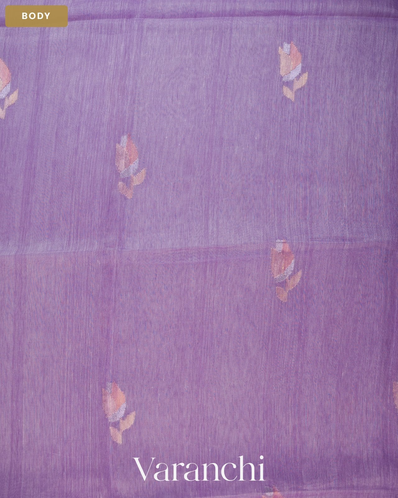 Lavender Jamdani Pure Silk Linen Handloom Saree — Body