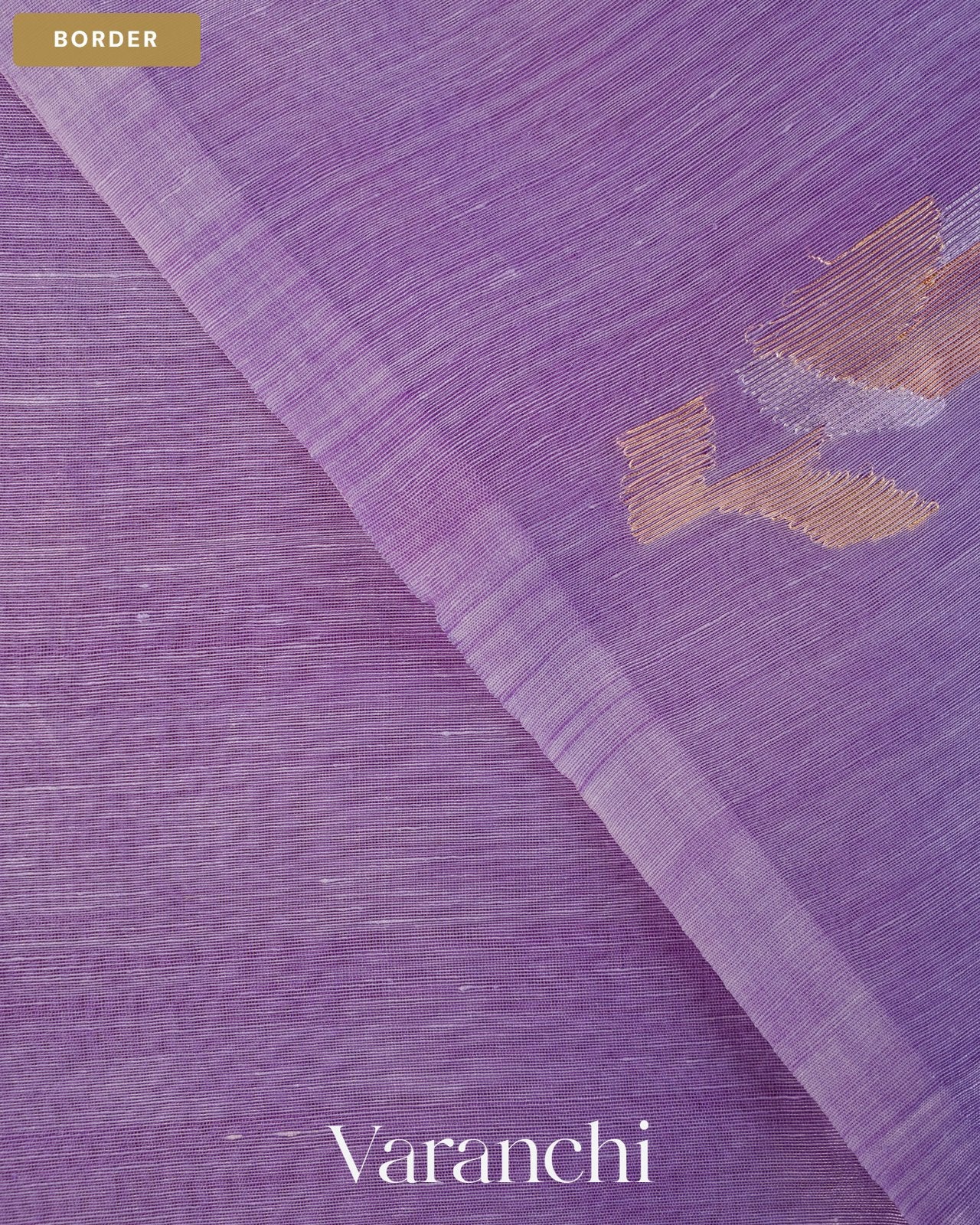 Lavender Jamdani Pure Silk Linen Handloom Saree — Border