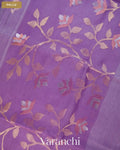 Lavender Jamdani Pure Silk Linen Handloom Saree — Pallu