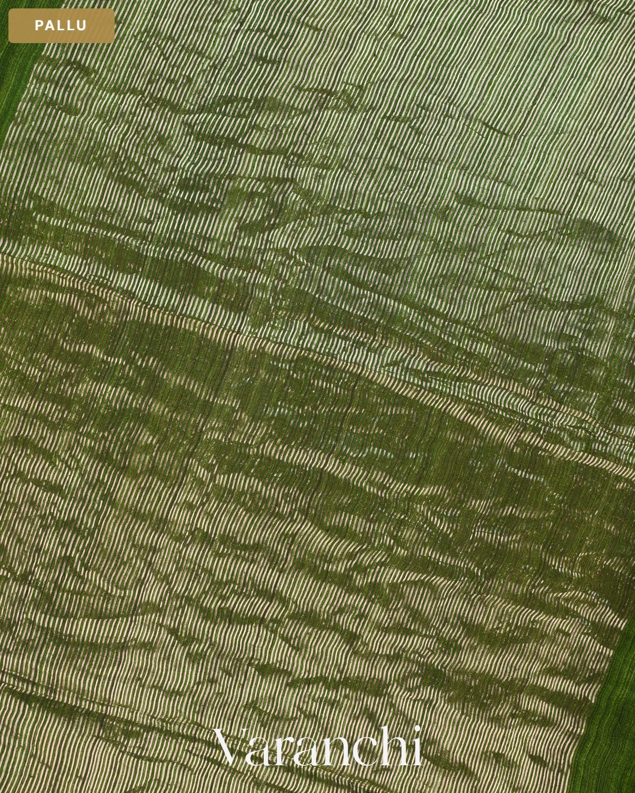 Bottle Green Jamdani Pure Matka Tissue Silk Handloom Saree — Pallu