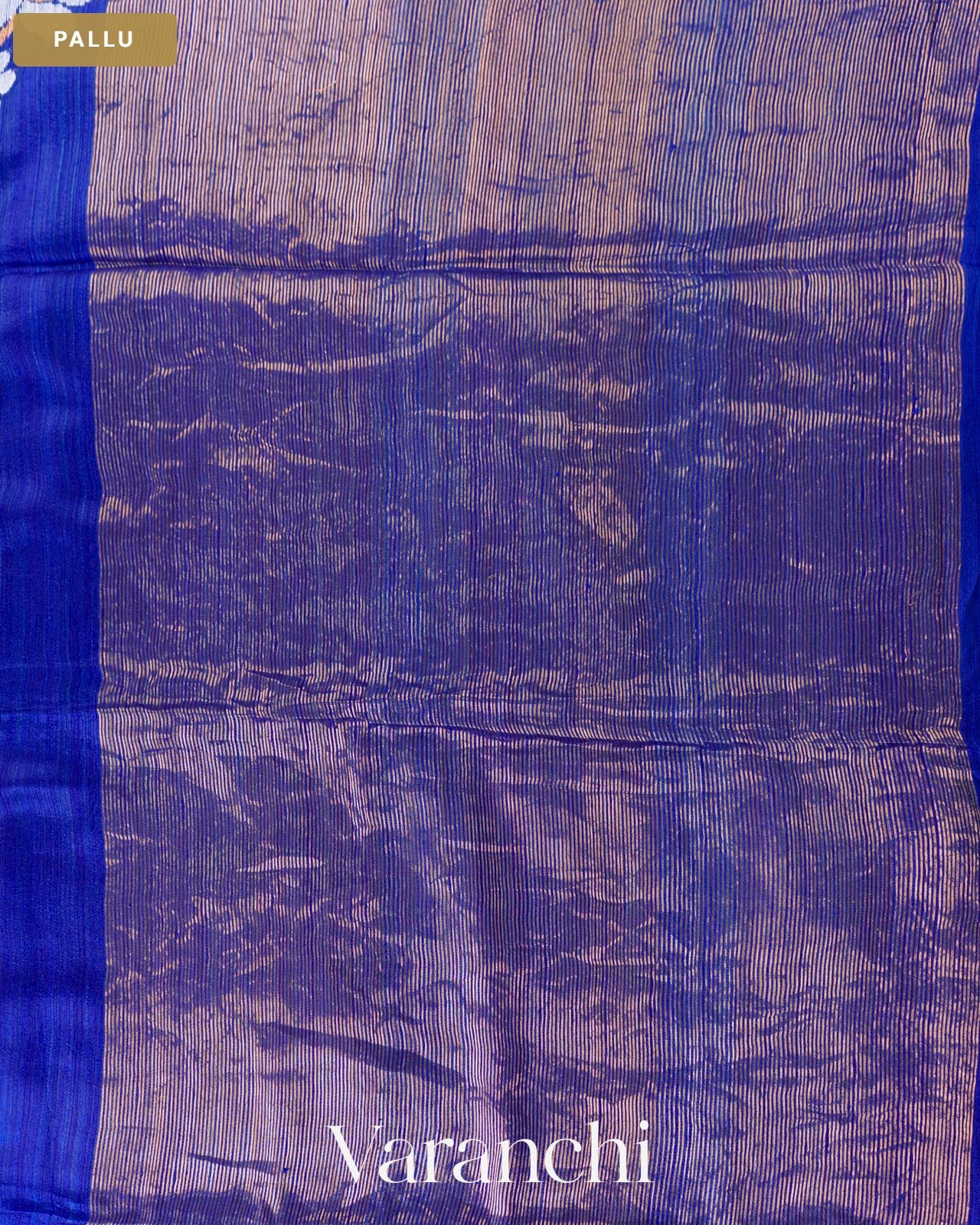 Royal Blue Floral Jamdani Pure Matka Silk Handloom Saree — Pallu