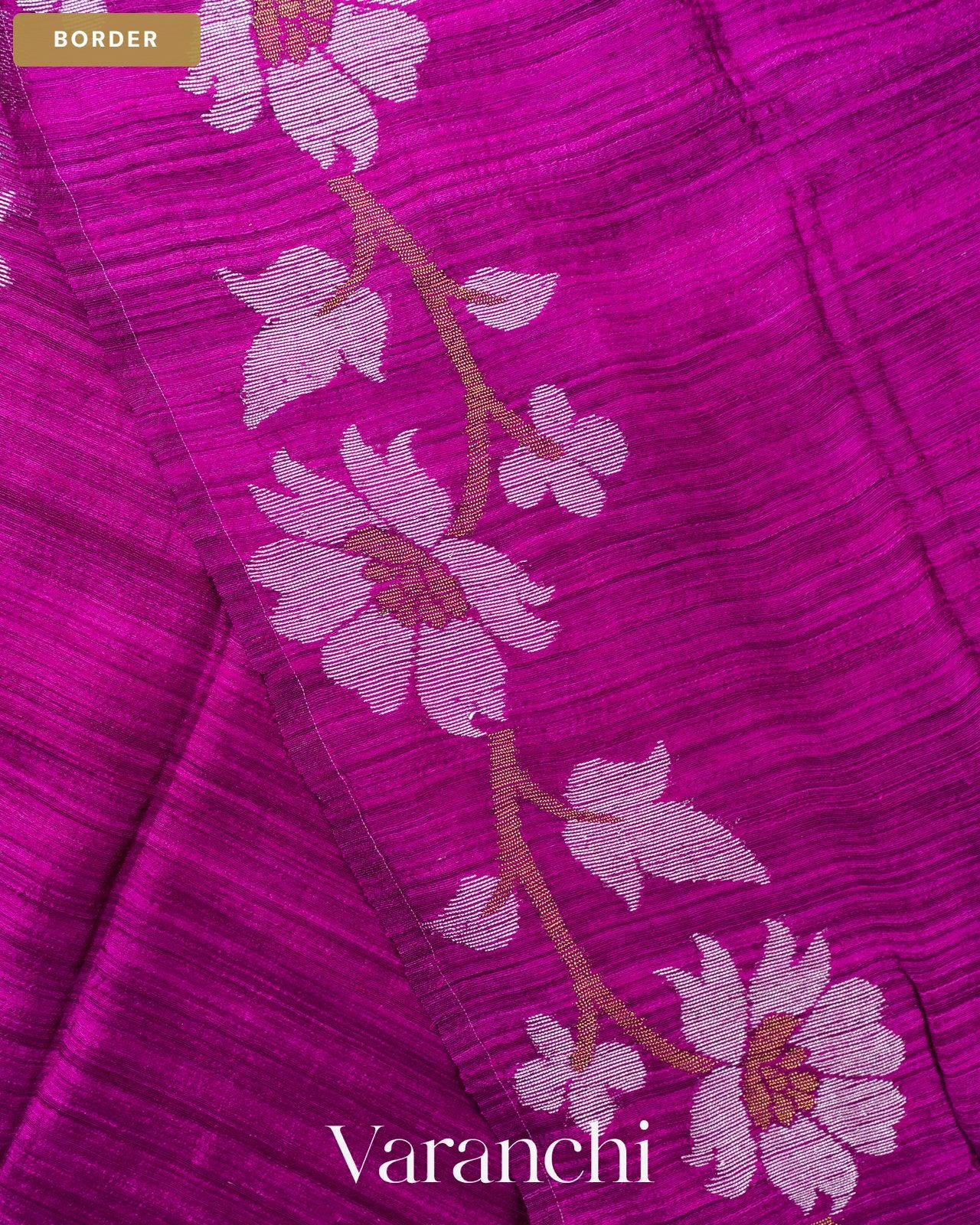 Royal Magenta Jamdani Pure Matka Tissue Silk Handloom Saree — Border