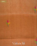Caramel Orange Jamdani Pure Silk Linen Handloom Saree — Body