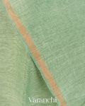 Aqua Green Jamdani Pure Silk Linen Handloom Saree