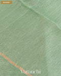 Aqua Green Jamdani Pure Silk Linen Handloom Saree — Blouse