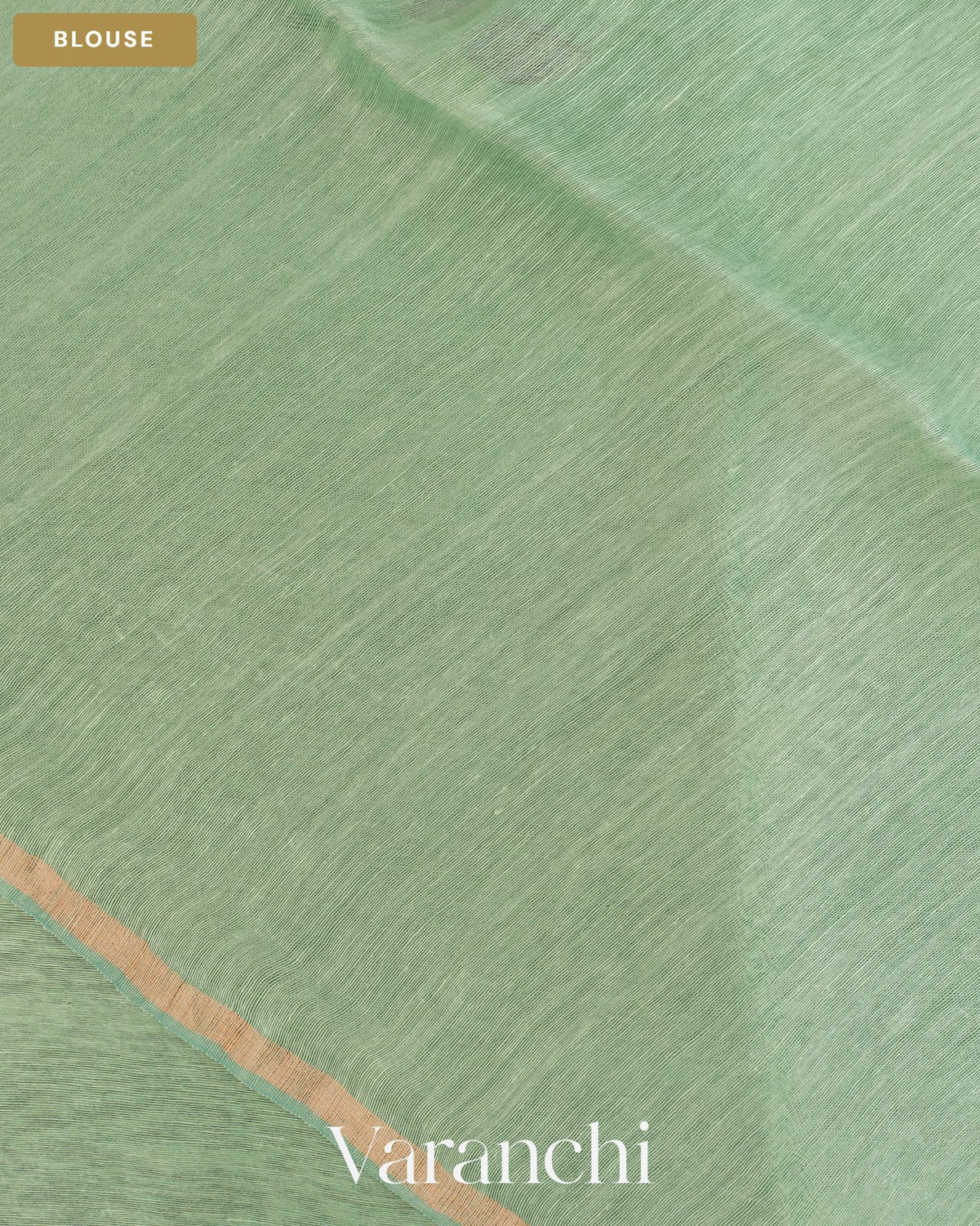 Aqua Green Jamdani Pure Silk Linen Handloom Saree — Blouse
