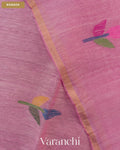 Bright Pink Jamdani Pure Silk Linen Handloom Saree — Border