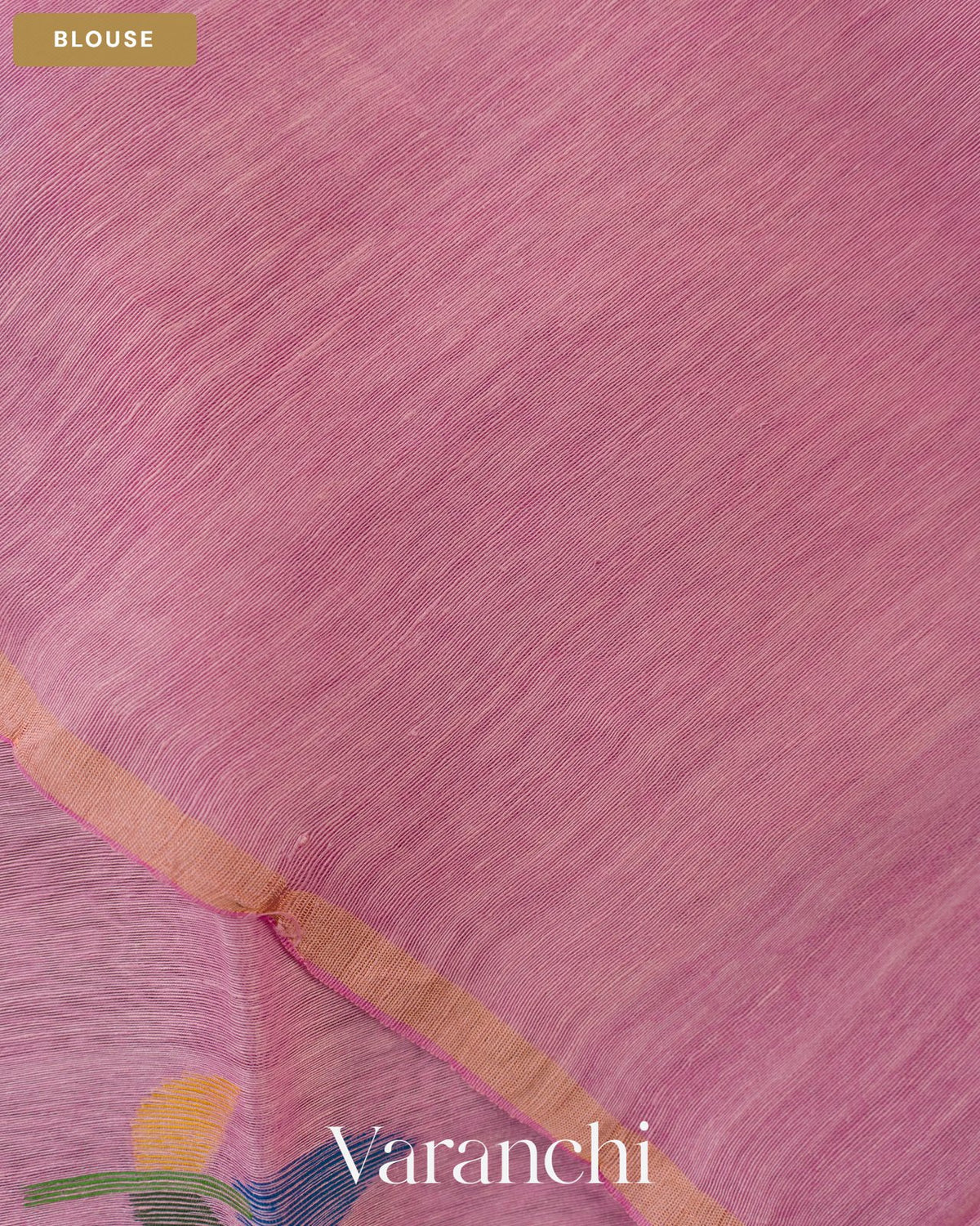Bright Pink Jamdani Pure Silk Linen Handloom Saree — Blouse