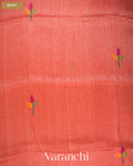 Peach Orange Jamdani Pure Silk Linen Handloom Saree — Body