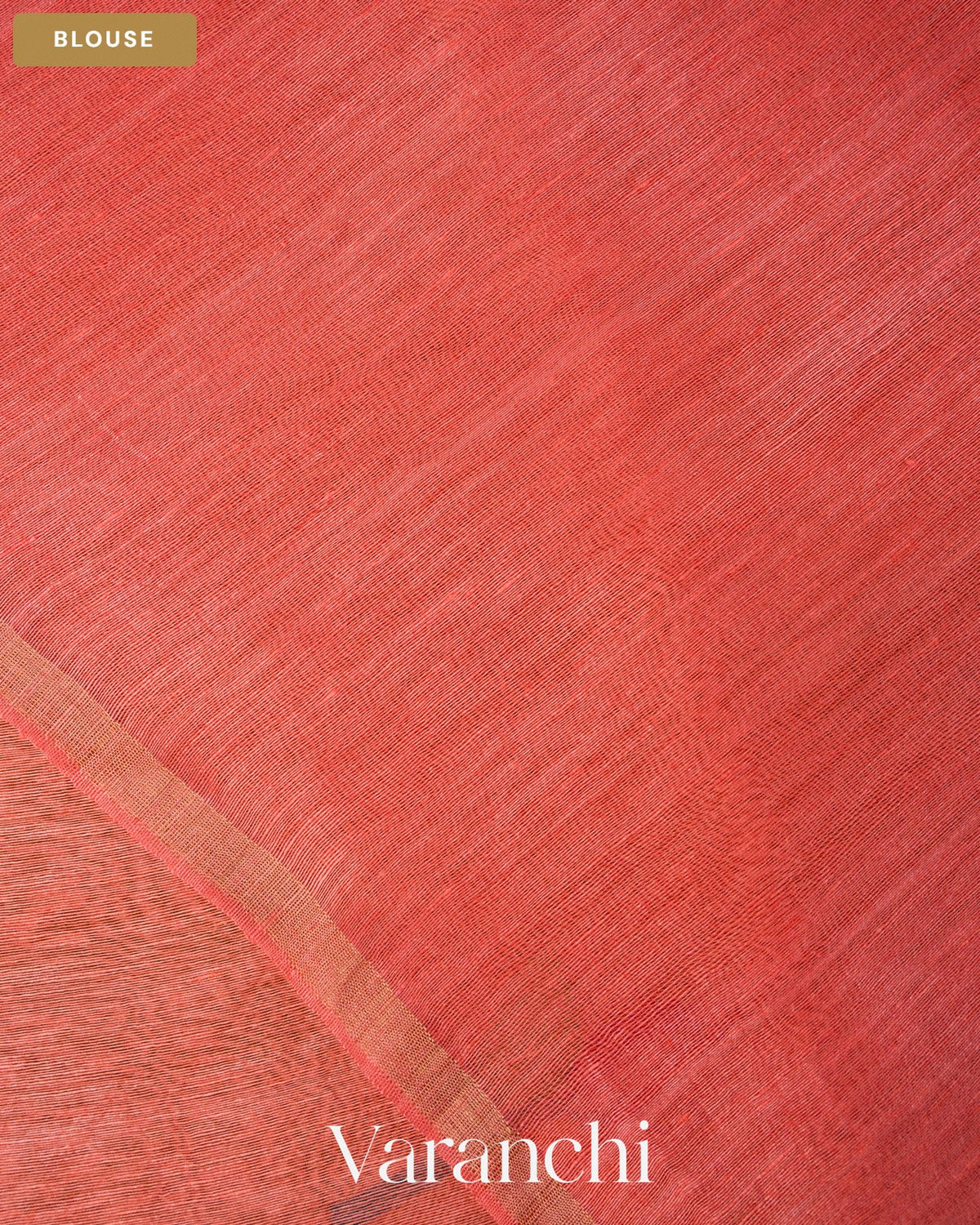 Peach Orange Jamdani Pure Silk Linen Handloom Saree — Blouse