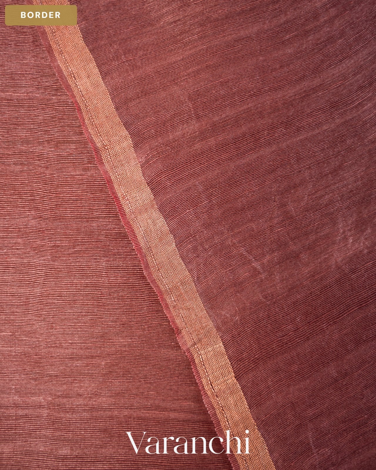 Light Burgundy Jamdani Pure Silk Linen Handloom Saree — Border