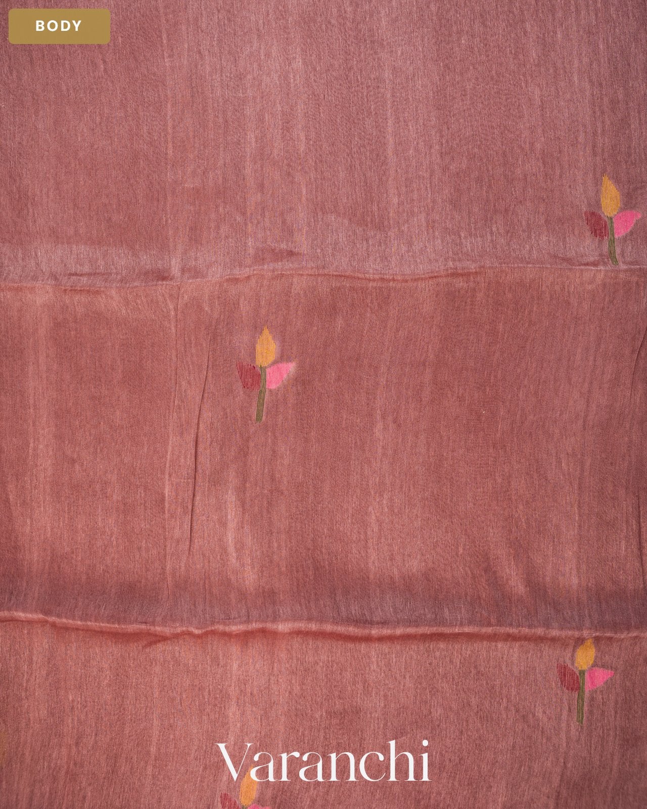 Light Burgundy Jamdani Pure Silk Linen Handloom Saree — Body