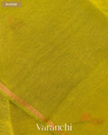 Lemon Green Jamdani Pure Silk Linen Handloom Saree — Blouse