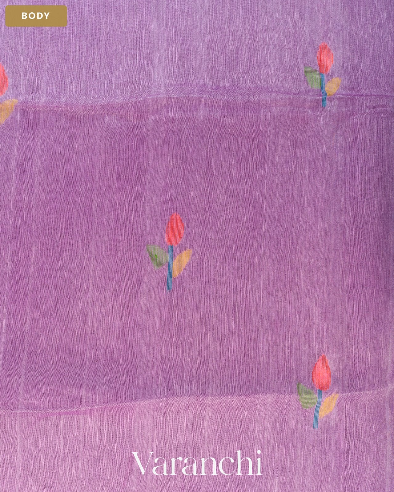 Lilac Jamdani Pure Silk Linen Handloom Saree — Body