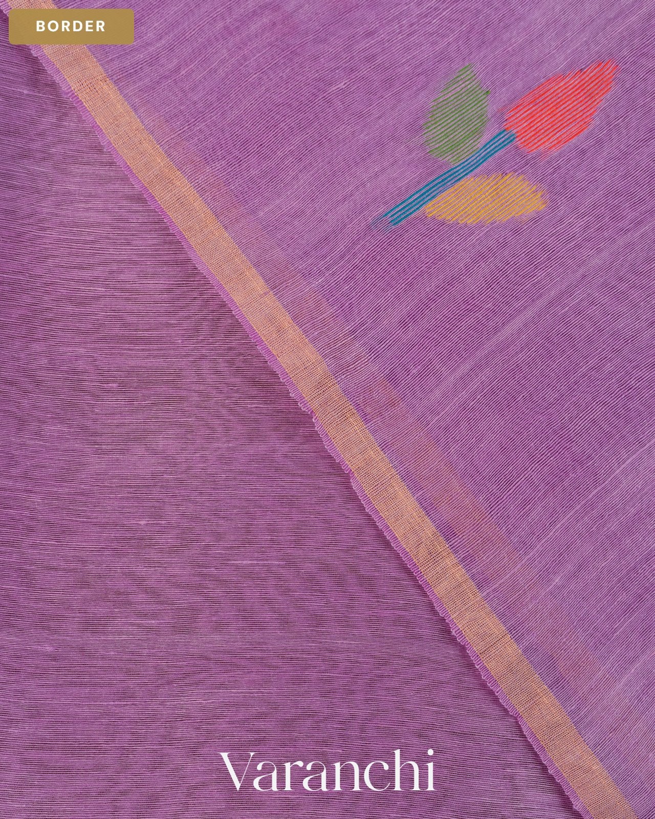 Lilac Jamdani Pure Silk Linen Handloom Saree — Border