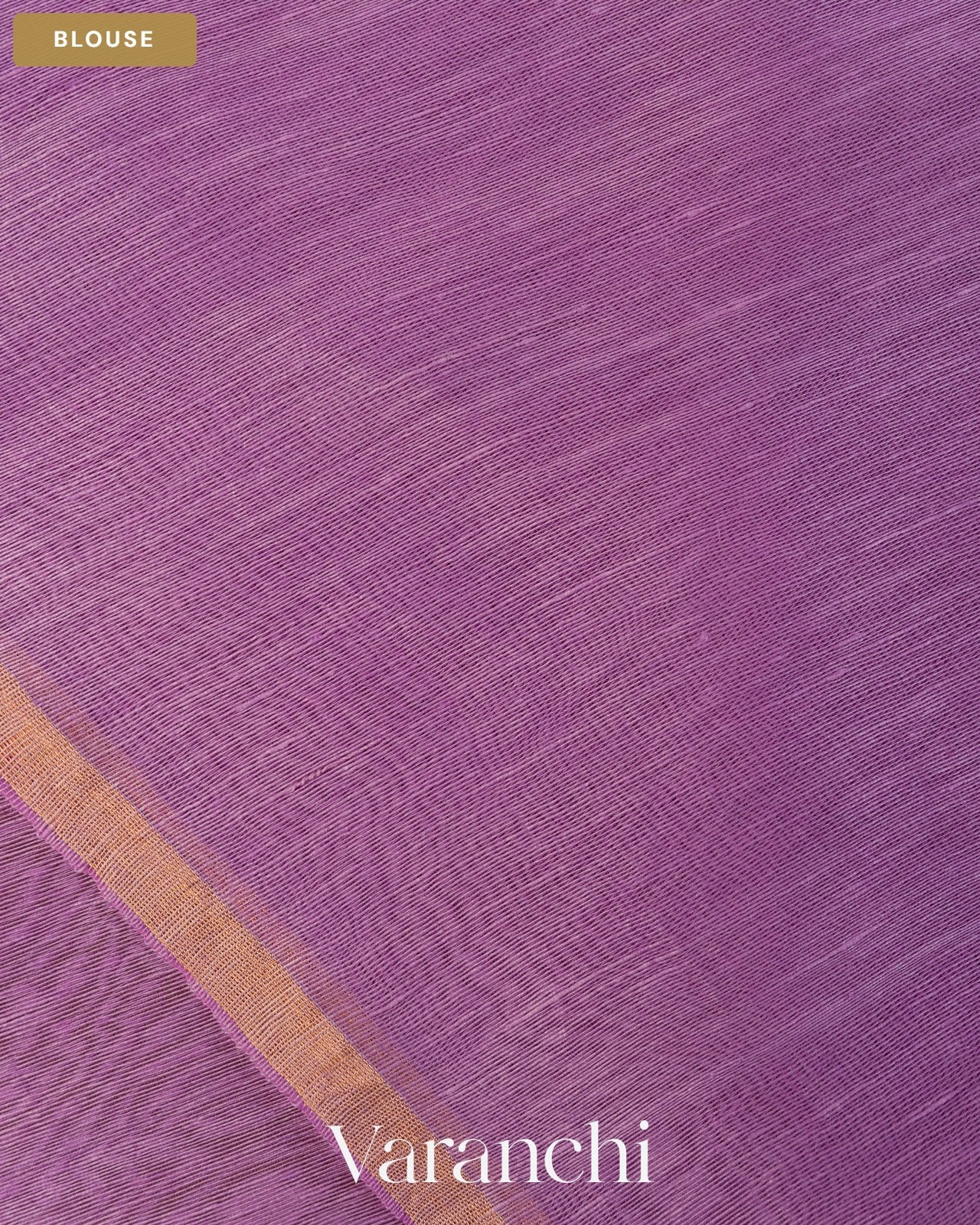 Lilac Jamdani Pure Silk Linen Handloom Saree — Blouse