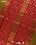 Olive Green Pure Maheshwari Silk Cotton Handloom Saree — Pallu
