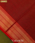 Olive Green Pure Maheshwari Silk Cotton Handloom Saree — Blouse