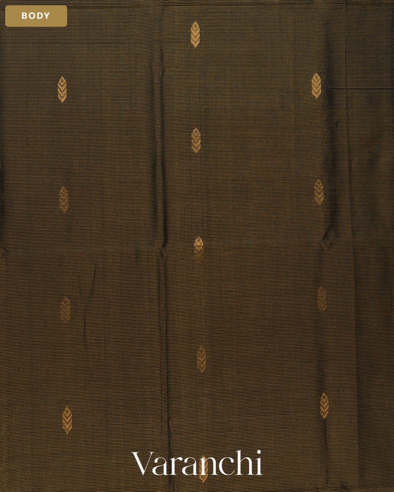 Black Pure Maheshwari Silk Cotton Handloom Saree — Body