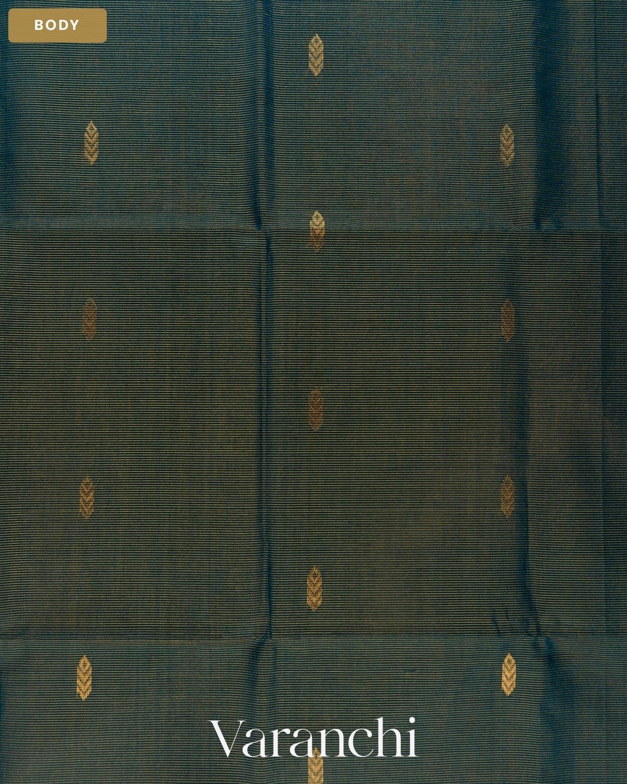 Navy Blue Pure Maheshwari Silk Cotton Handloom Saree — Body