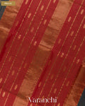 Navy Blue Pure Maheshwari Silk Cotton Handloom Saree — Pallu