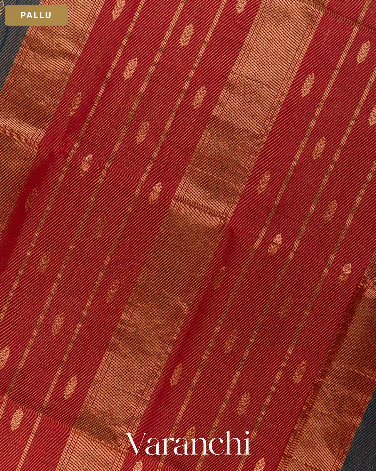 Navy Blue Pure Maheshwari Silk Cotton Handloom Saree — Pallu