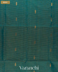 Peacock Blue Pure Maheshwari Silk Cotton Handloom Saree — Body