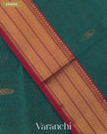 Peacock Blue Pure Maheshwari Silk Cotton Handloom Saree — Border