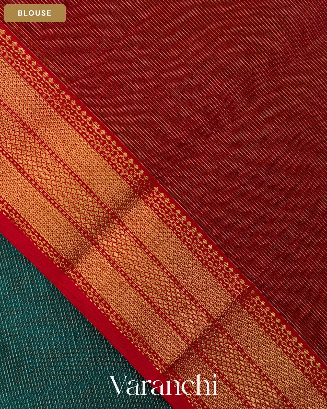 Peacock Blue Pure Maheshwari Silk Cotton Handloom Saree — Blouse