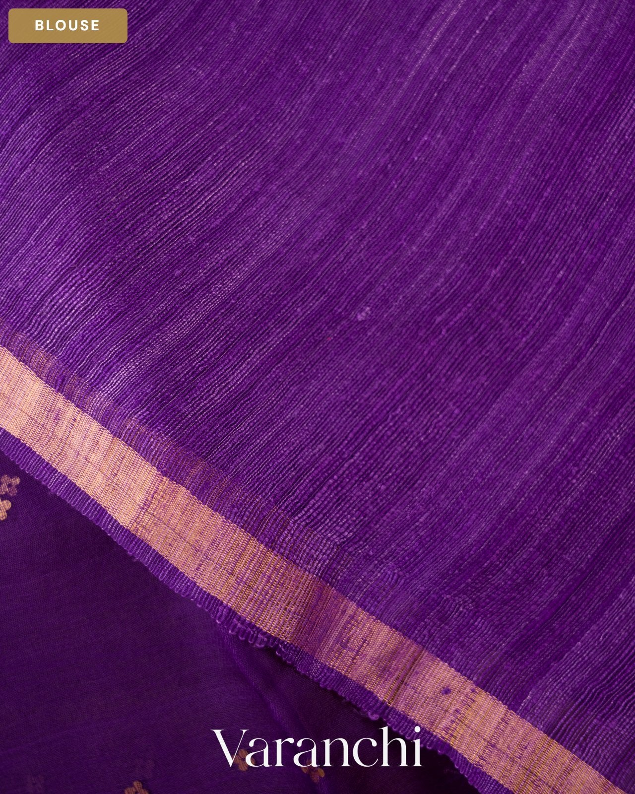 Royal Purple Sequin with Jamdani Paithani Pallu Pure Muslin Silk Handloom Saree — Blouse